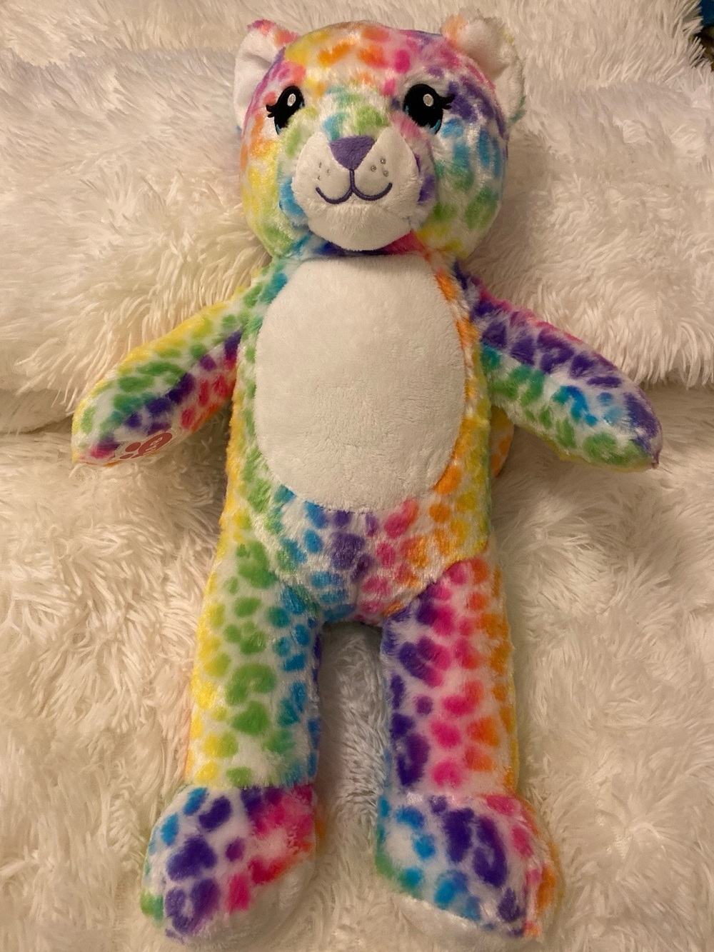 Build-A-Bear Rainbow Leopard Plush - White Belly, Multicolor Spots (2024)